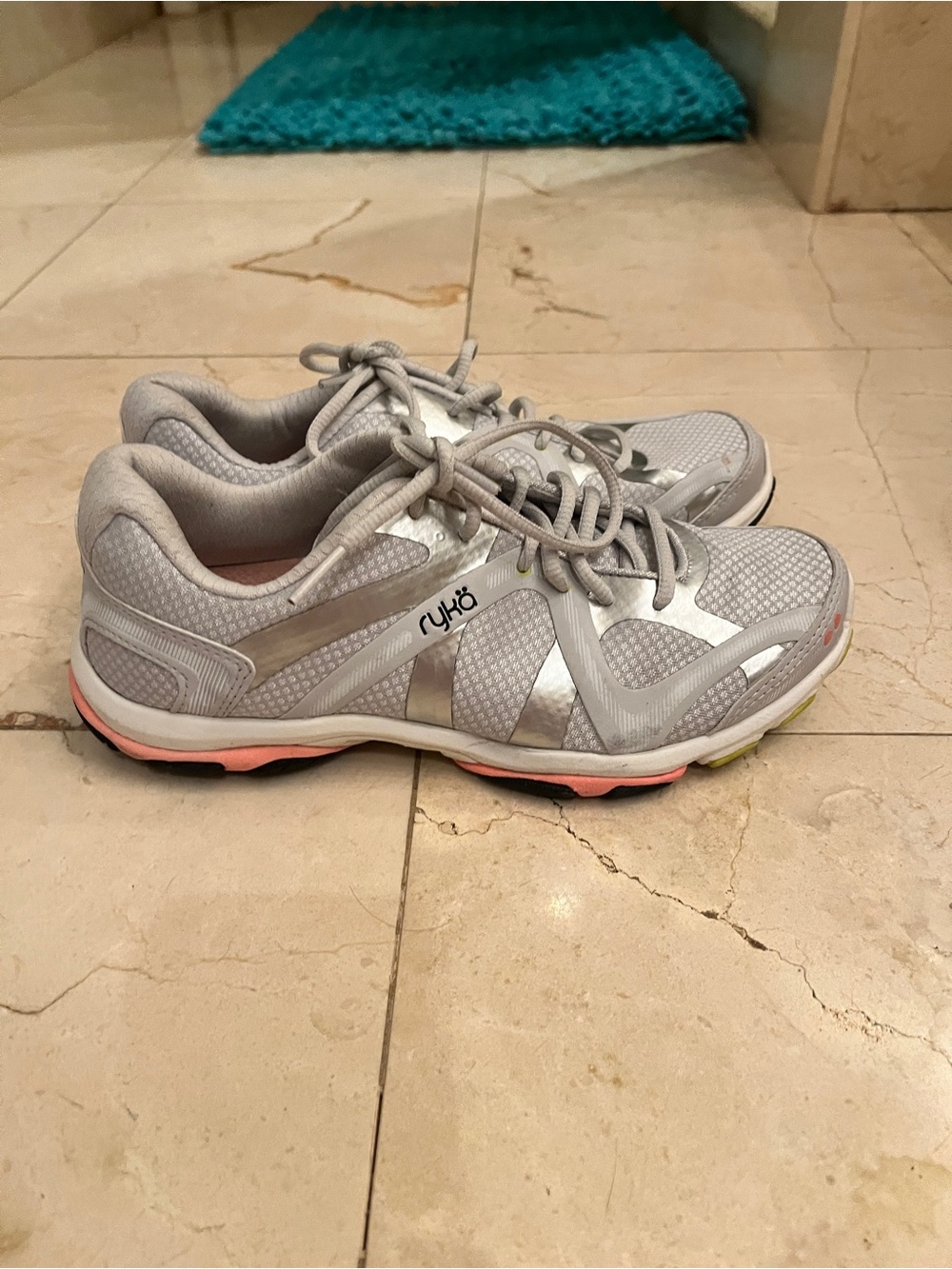 Ryka Women's Light Gray Athletic Sneakers with Pink Trim